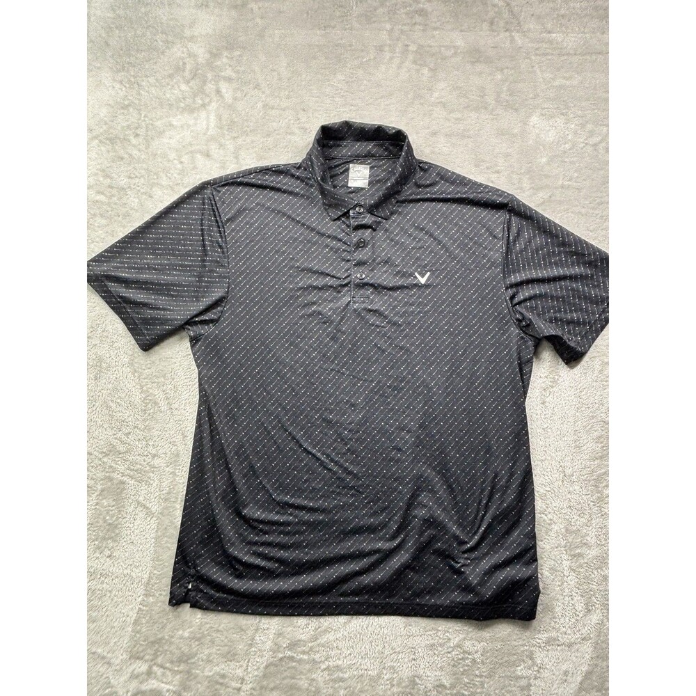Callaway Men's XL Opti-Dri Golf Polo Shirt Gray Black White Blue Pattern Short